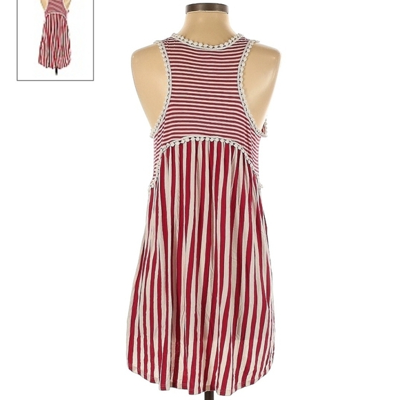 My Story Red White Veritical Striped Mini Dress Women's Small S Sleeveless EUC - Picture 2 of 5